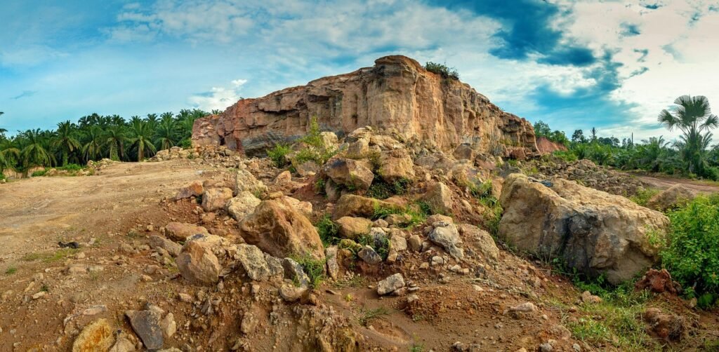 Rocky ground at a borehole site