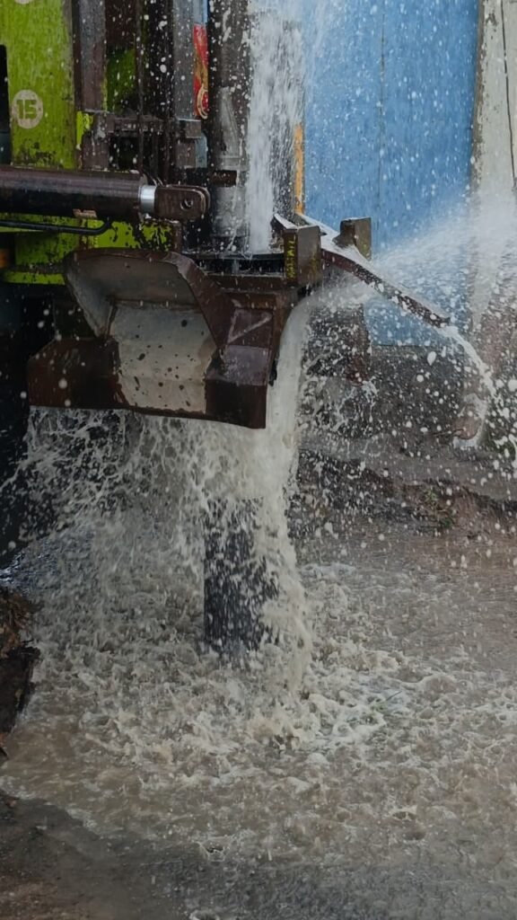borehole drilling in progress