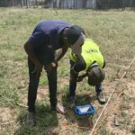 Bonvic Drilling team taking readings during a hydrogeological survey in Kenya