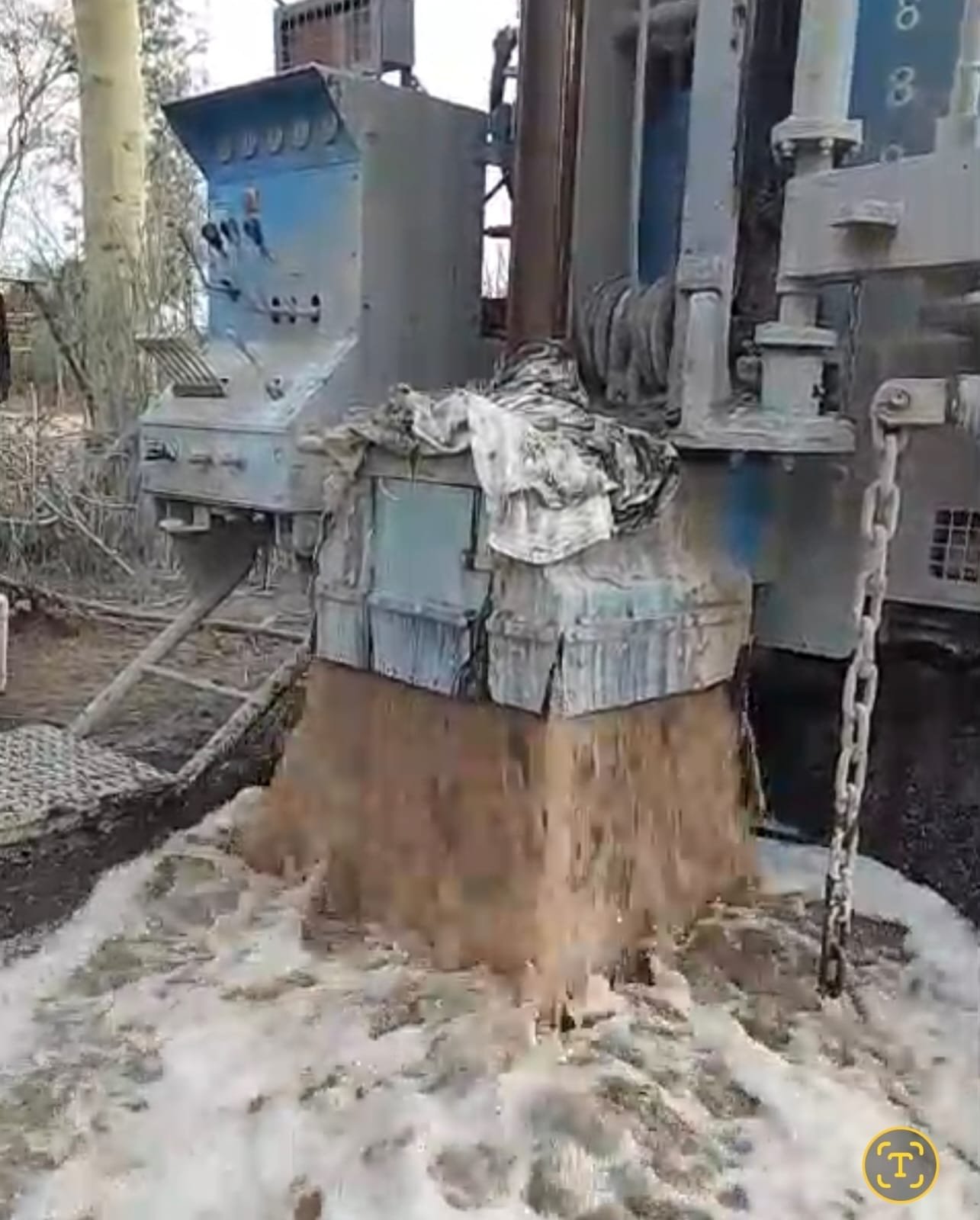 Clean water flowing during test pumping of a newly drilled borehole in Kenya